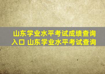 山东学业水平考试成绩查询入口 山东学业水平考试查询